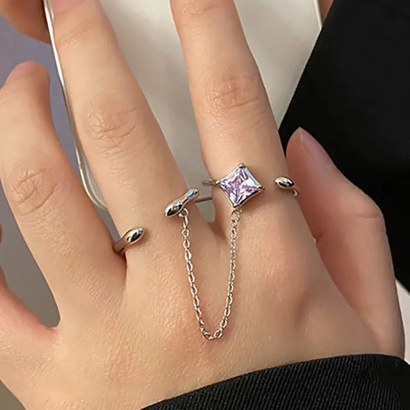 Purple set - silver ring