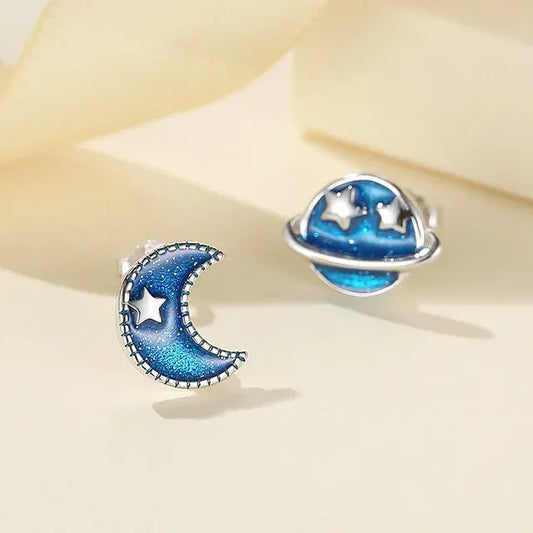 Earth &amp; Moon - silver earring